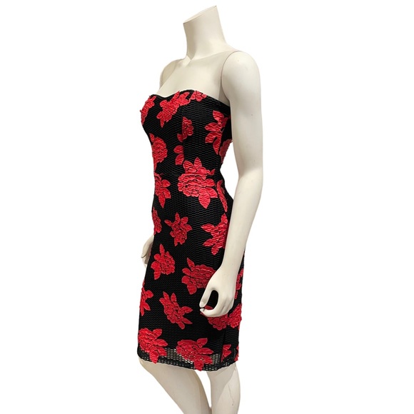 Mystic Floral Rose Appliqué Mesh Bodycon Dress - Picture 5 of 14